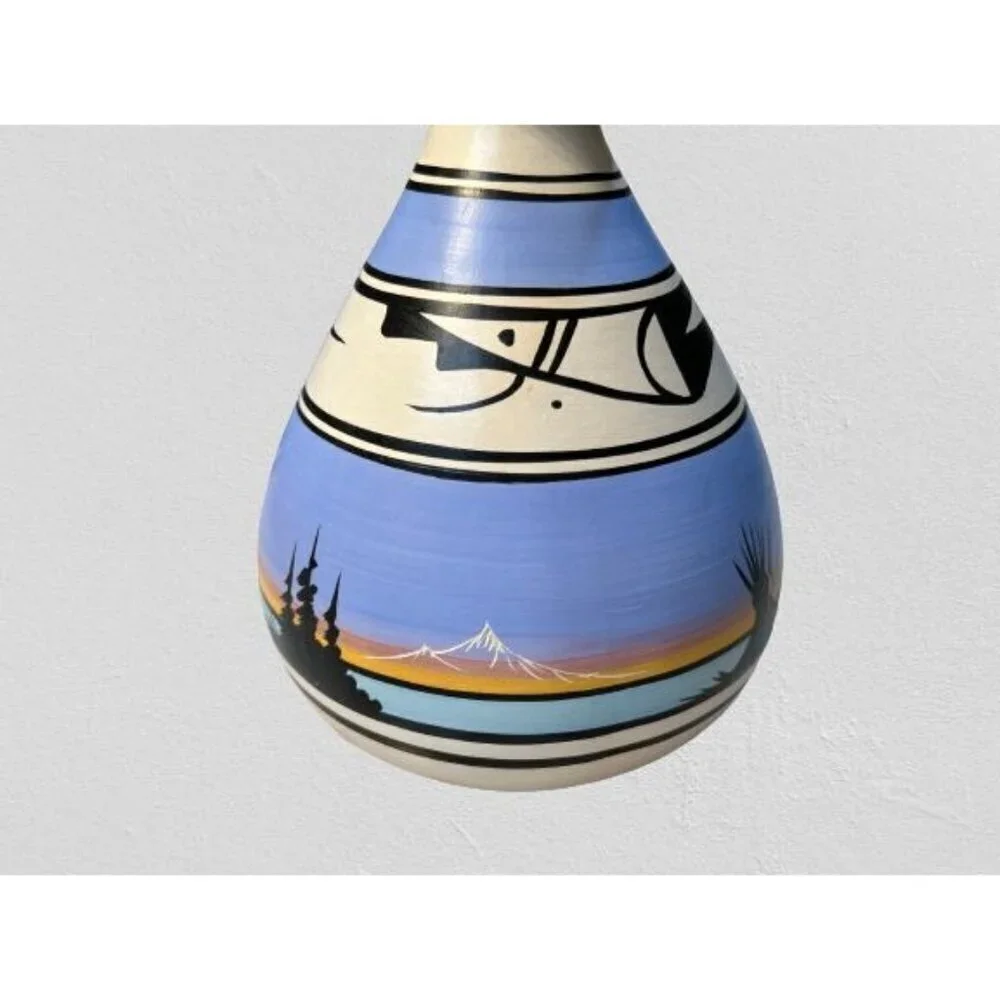 Vintage Signed Native American Pottery Vase Hand-painted